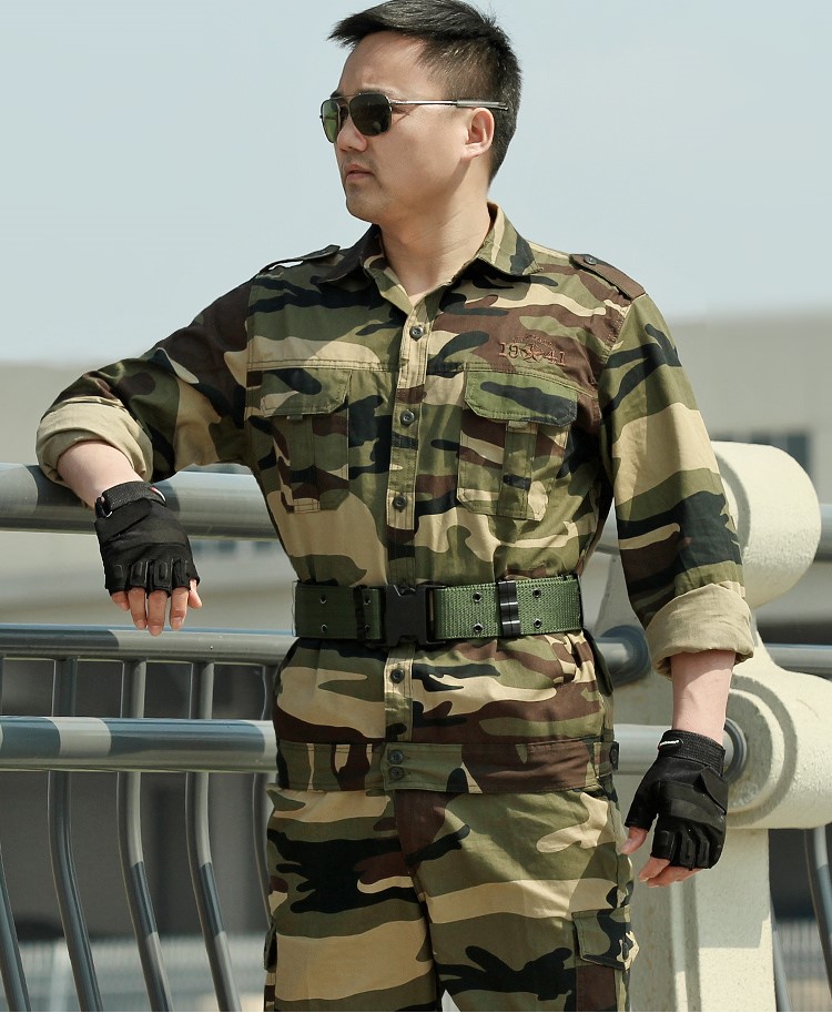 軍裝男套裝特種兵春秋軍工正品純棉迷彩作戰服耐磨長(cháng)袖工作服軍服(圖1)