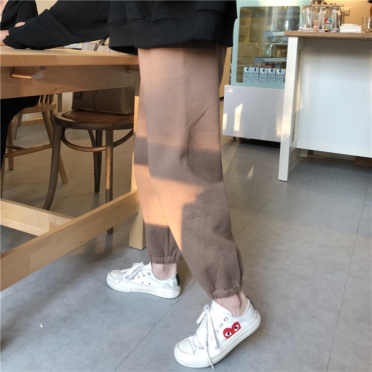 衛褲女秋冬韓版chic高腰顯瘦寬松加厚加絨復古港味ins束腳休閑褲(圖19)