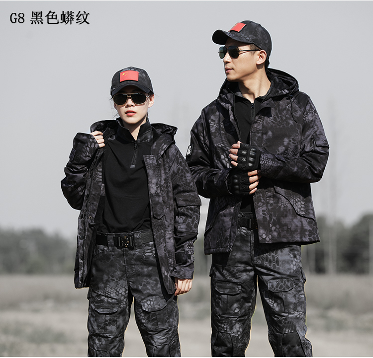 冬季荒漠蟒紋迷彩服軍裝套裝男戶(hù)外特種兵作訓服加絨防風(fēng)戰術(shù)外套(圖2)