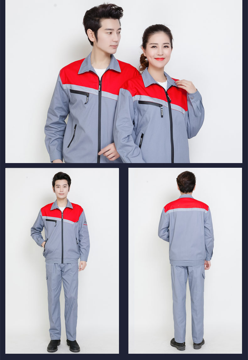 純棉防靜電工作服男春秋季長(cháng)袖車(chē)間汽修工人勞保服工作服套裝男(圖17)