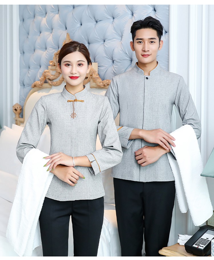保潔工作服長(cháng)袖酒店賓館秋冬裝學(xué)校小區物業(yè)清潔制服定制可印LOGO(圖19)