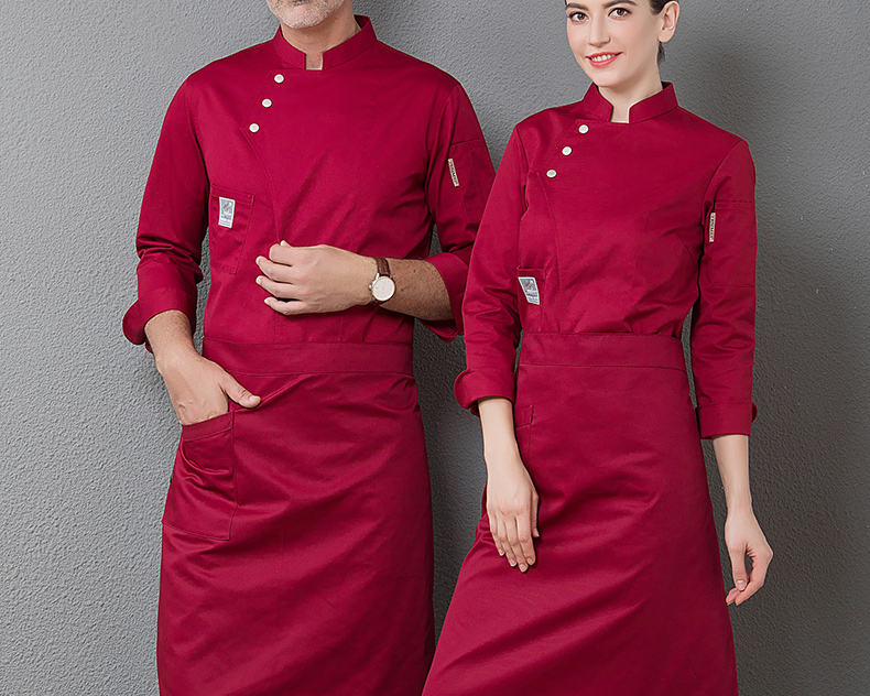 廚師工作服長(cháng)袖男女酒店咖啡西餐廳烘焙飯店廚房廚衣后廚工衣定制(圖7)