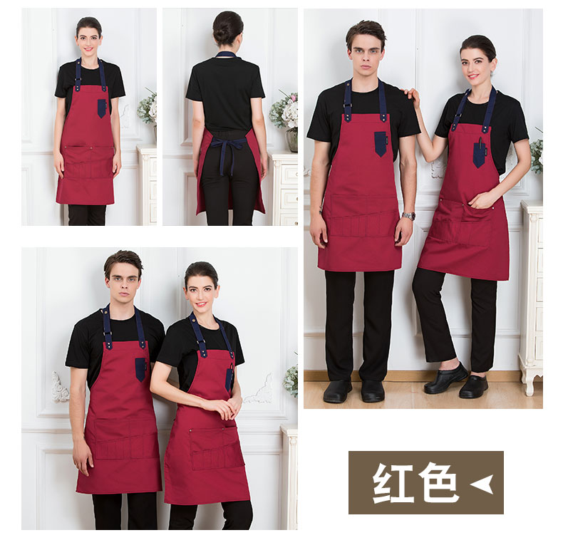 韓版時(shí)尚帆布牛仔圍裙定制logo印字奶茶店咖啡師烘焙畫(huà)畫(huà)工作服女(圖9)