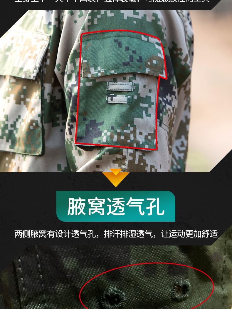 配發(fā)正品荒漠迷彩服叢林迷彩套裝冬夏季林地迷彩作訓服男女套裝(圖5)