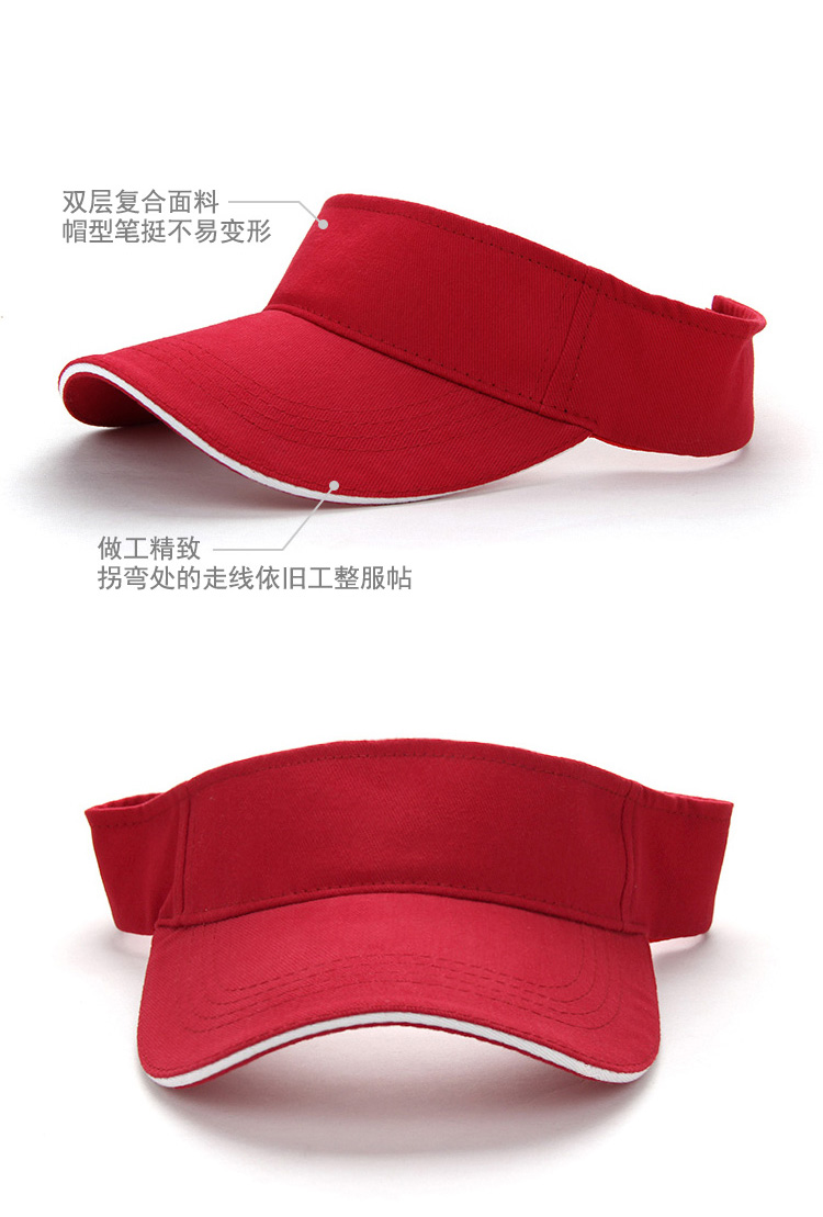 空頂帽男女運動(dòng)網(wǎng)球帽加長(cháng)無(wú)頂遮陽(yáng)帽工作廣告帽定制刺繡印字logo(圖5)