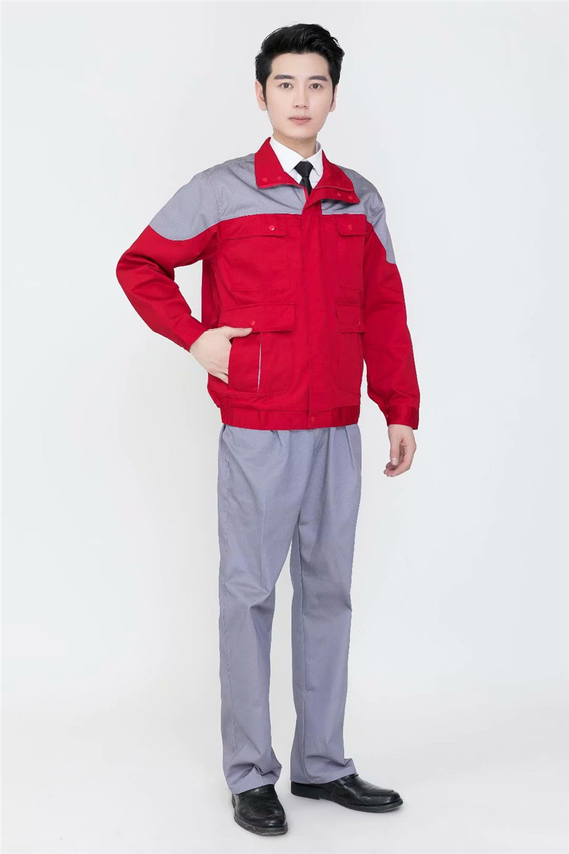 長(cháng)袖拼色工作服套裝男定制印字救援服勞保上衣汽修服工地車(chē)間(圖8)