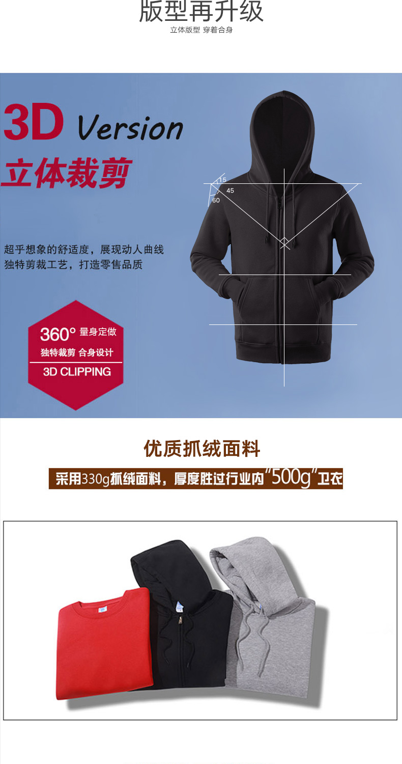 連帽拉鏈衛衣定制班服長(cháng)袖工作服外套定做logo同學(xué)聚會(huì )團體服印字(圖8)