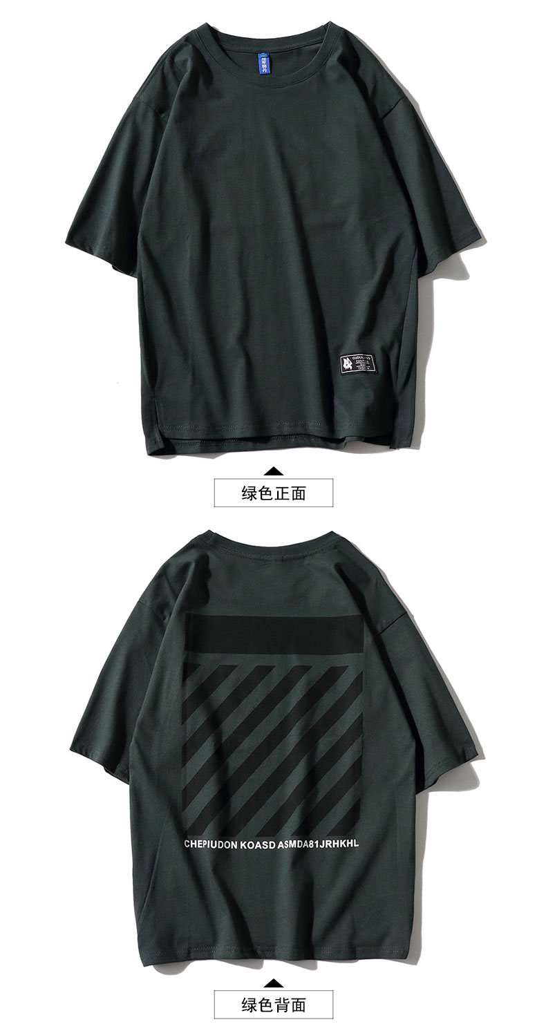 五分袖寬松中袖ins超火的上衣T恤港風(fēng)藍色短袖男潮牌潮流(圖11)