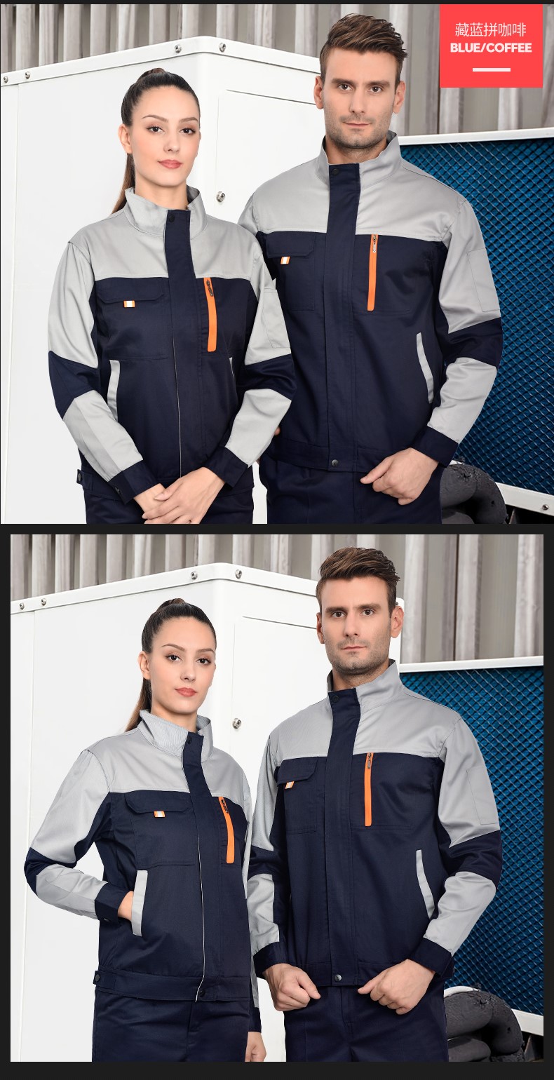 長(cháng)袖工作服套裝男女春秋工廠(chǎng)車(chē)間工程服勞保服汽修服定制加厚上衣(圖13)