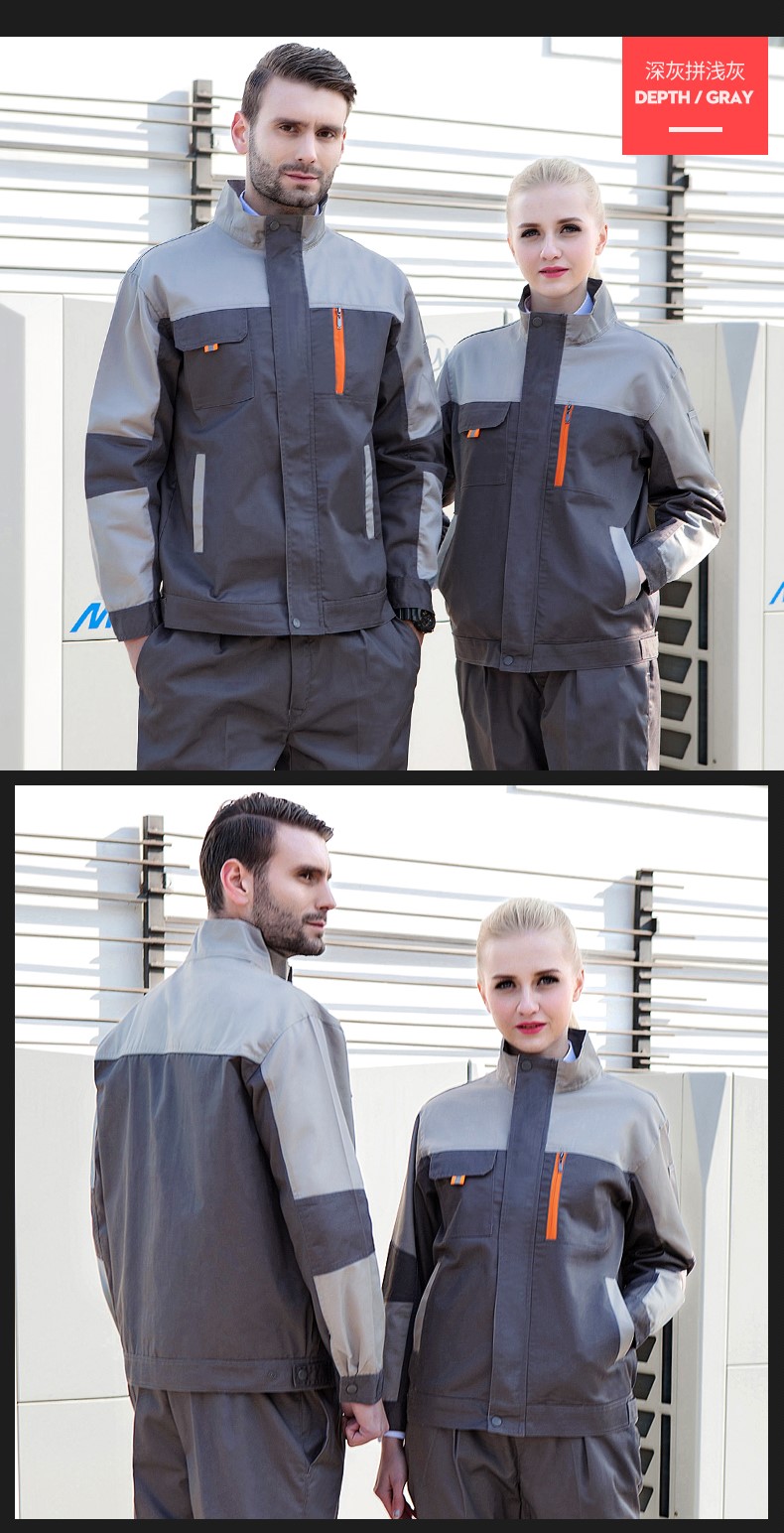 長(cháng)袖工作服套裝男女春秋工廠(chǎng)車(chē)間工程服勞保服汽修服定制加厚上衣(圖8)