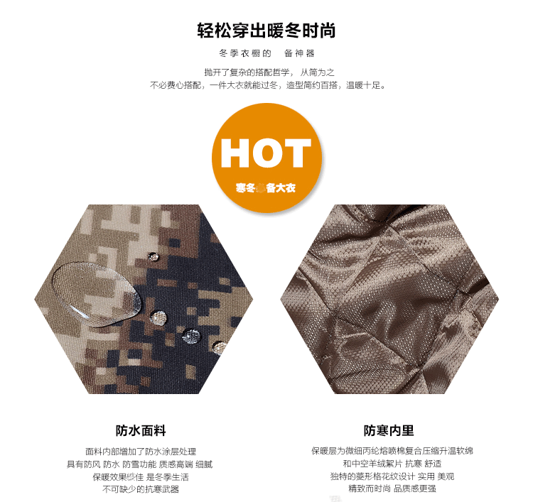 軍大衣男冬季加厚防寒服特種兵作訓棉大衣冷庫工作服荒漠迷彩大衣(圖3)