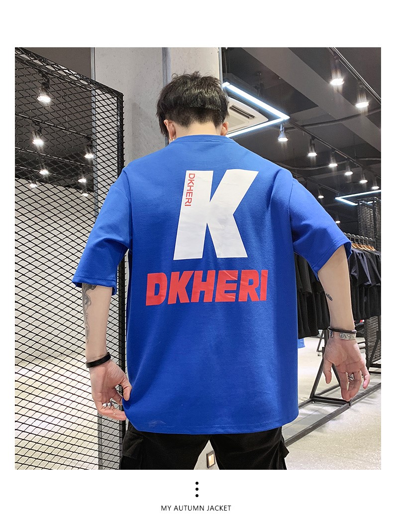 五分袖t恤男夏裝2019新款寬松中袖上衣服體恤潮牌ins半袖男士短袖(圖14)