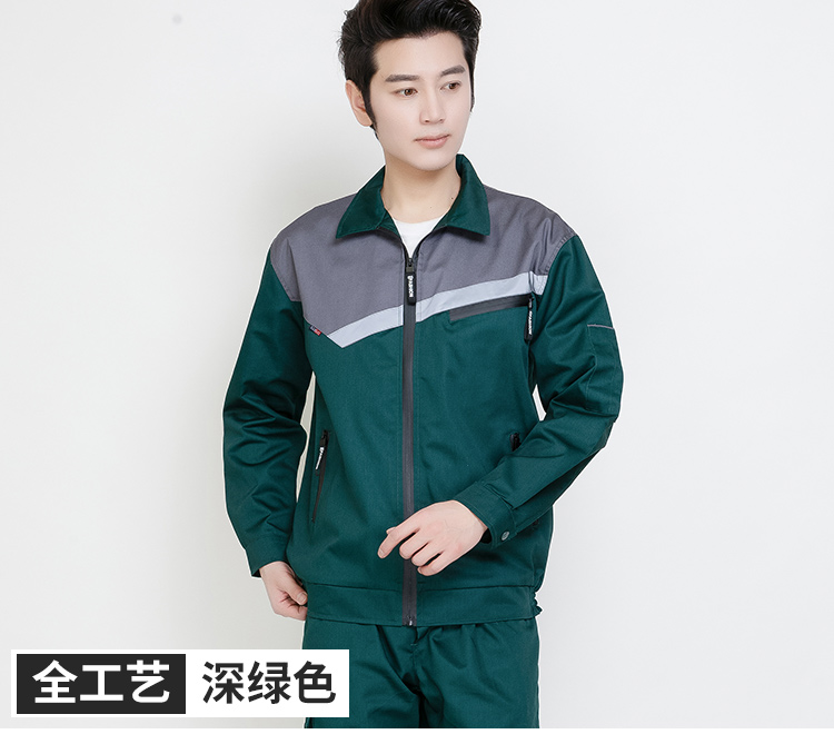 春秋長(cháng)袖工作服套裝男女反光條純棉防燙耐磨勞保服冬防靜電工作服(圖19)