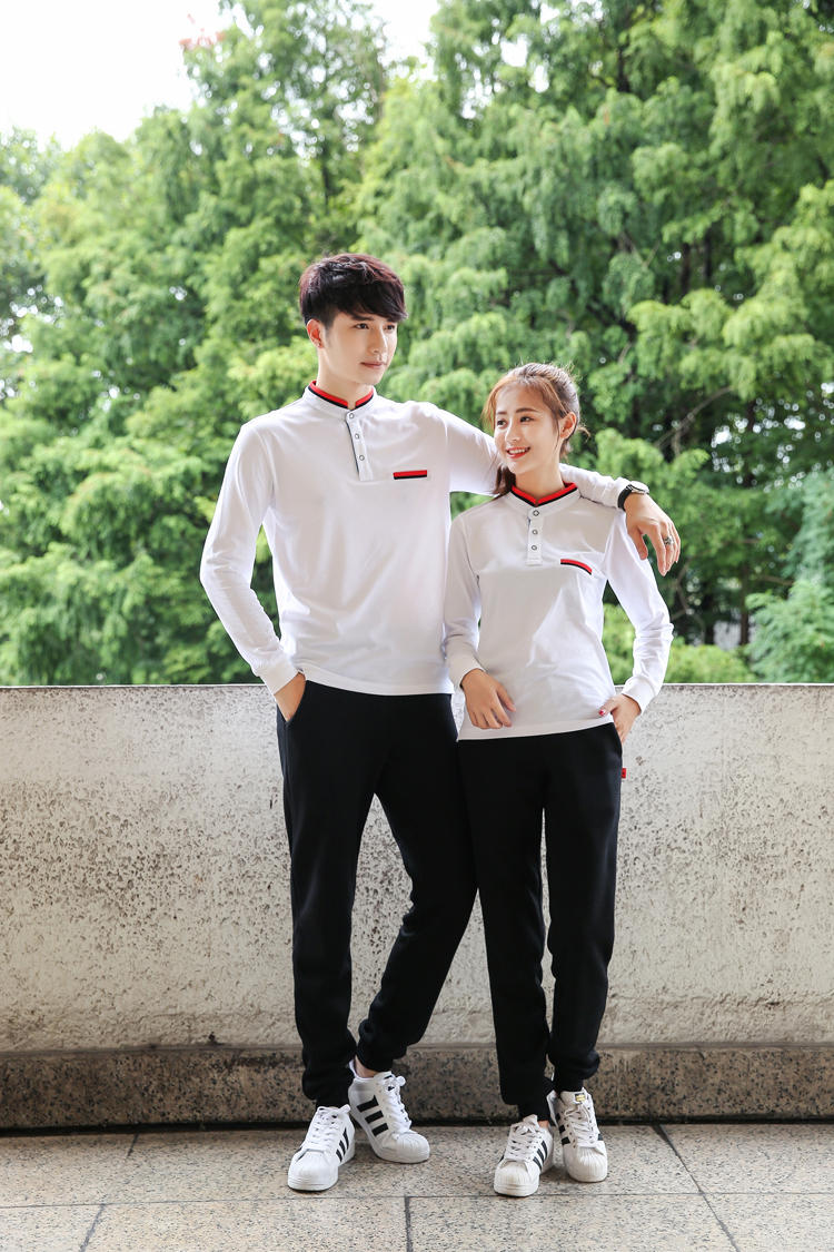 2019秋季工作服長(cháng)袖t恤立領(lǐng)POLO衫男女工裝團體服定制diy印字logo(圖6)