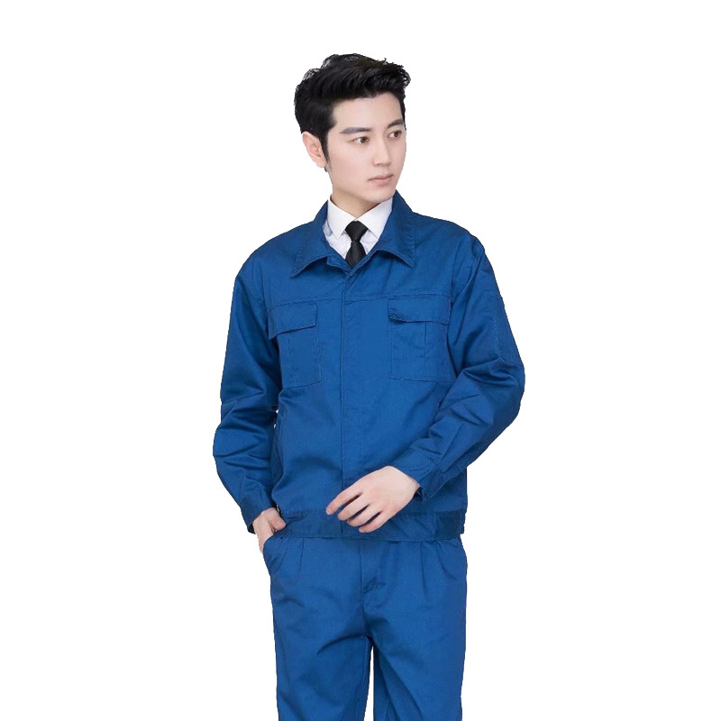 長(cháng)袖工作服套裝男定制印字團購春秋工裝車(chē)間廠(chǎng)服耐磨汽修服勞(圖2)