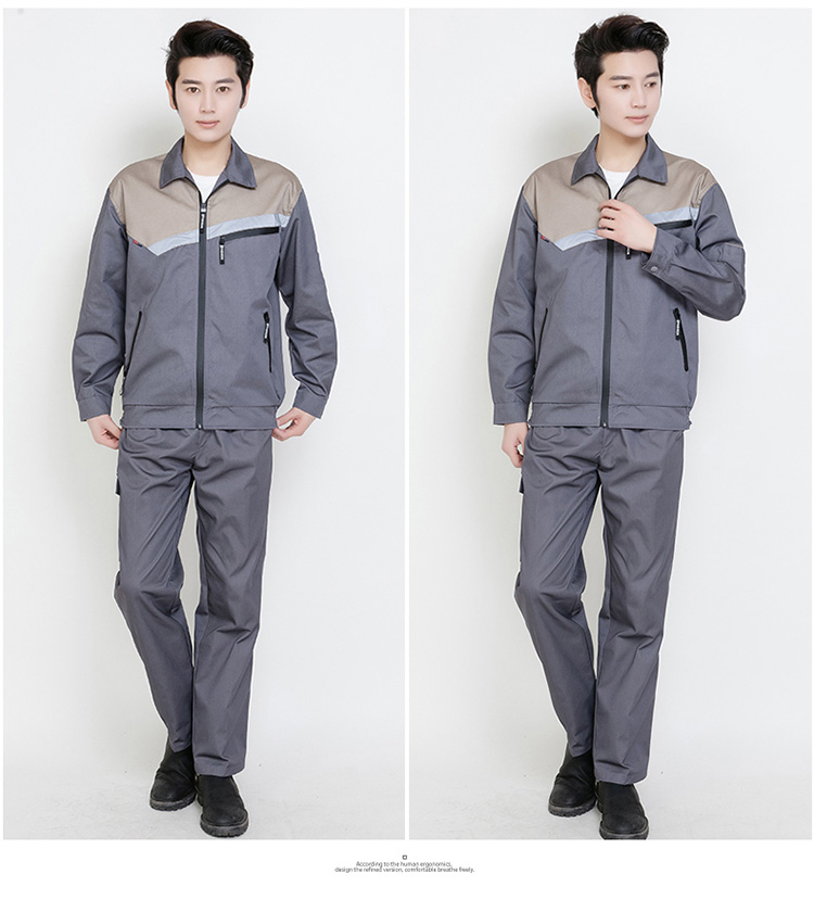 長(cháng)袖勞保工裝工作服套裝 拼肩長(cháng)袖(圖14)