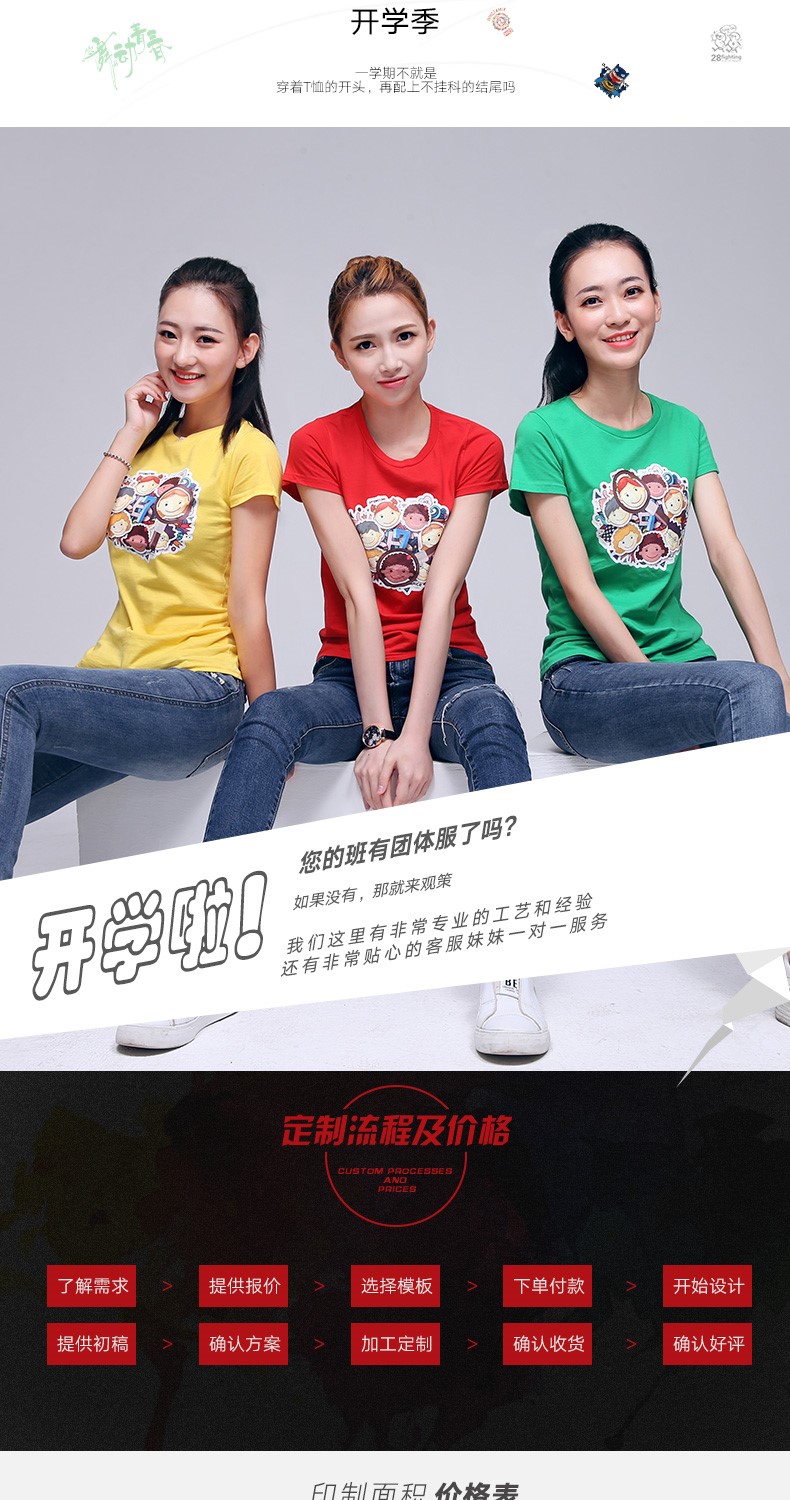 定制t恤印logo字工作服短袖衣服定做同學(xué)聚會(huì )班服純棉廣告文化衫(圖3)