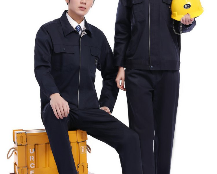 定做繡印logo長(cháng)袖工作服套裝男女春秋工廠(chǎng)車(chē)間工程服勞保服汽修服(圖10)
