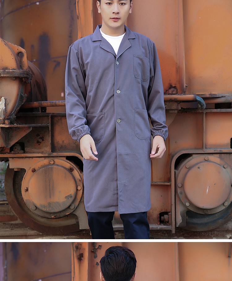 藍大褂長(cháng)袖工作服男女定制印字長(cháng)款牛仔搬運勞保服迷(圖7)