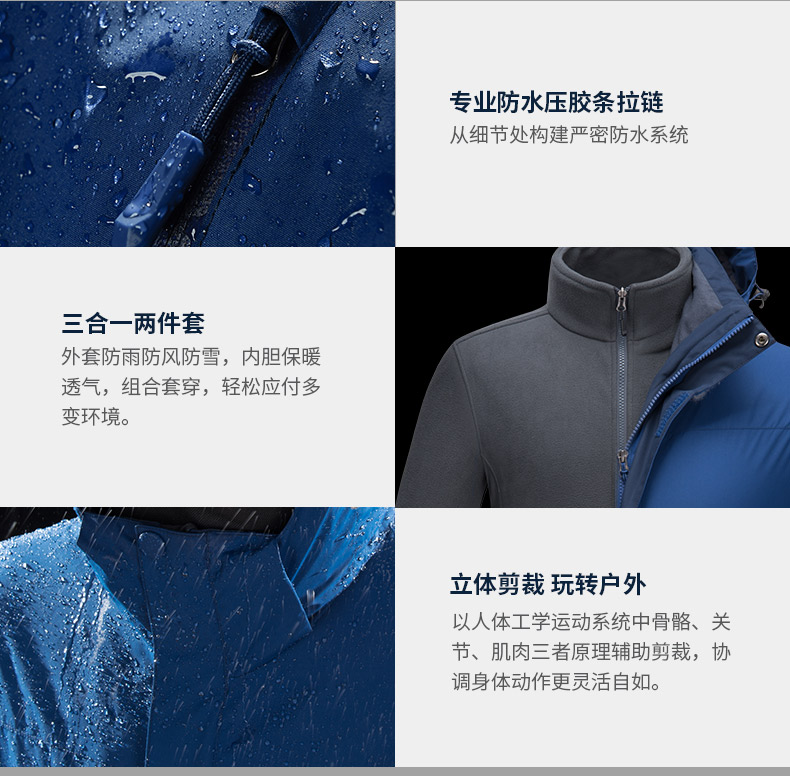 百炫沖鋒衣定制三合一可拆卸戶(hù)外防水保暖外套工作服定制印logo(圖11)