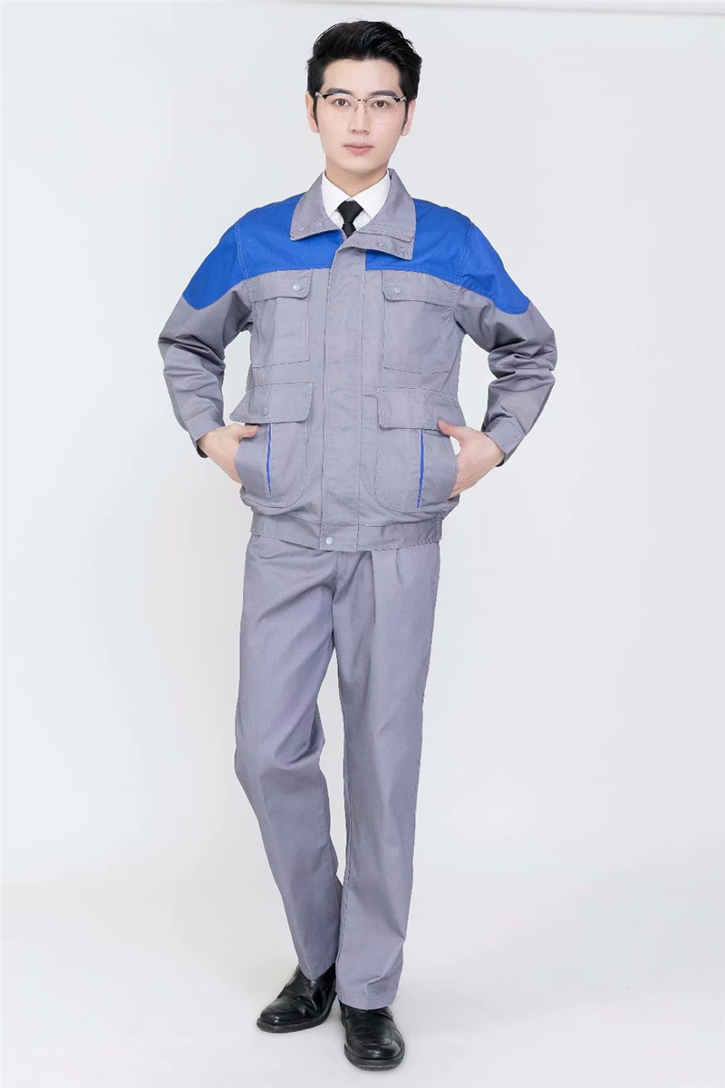長(cháng)袖拼色工作服套裝男定制印字救援服勞保上衣汽修服工地車(chē)間(圖4)