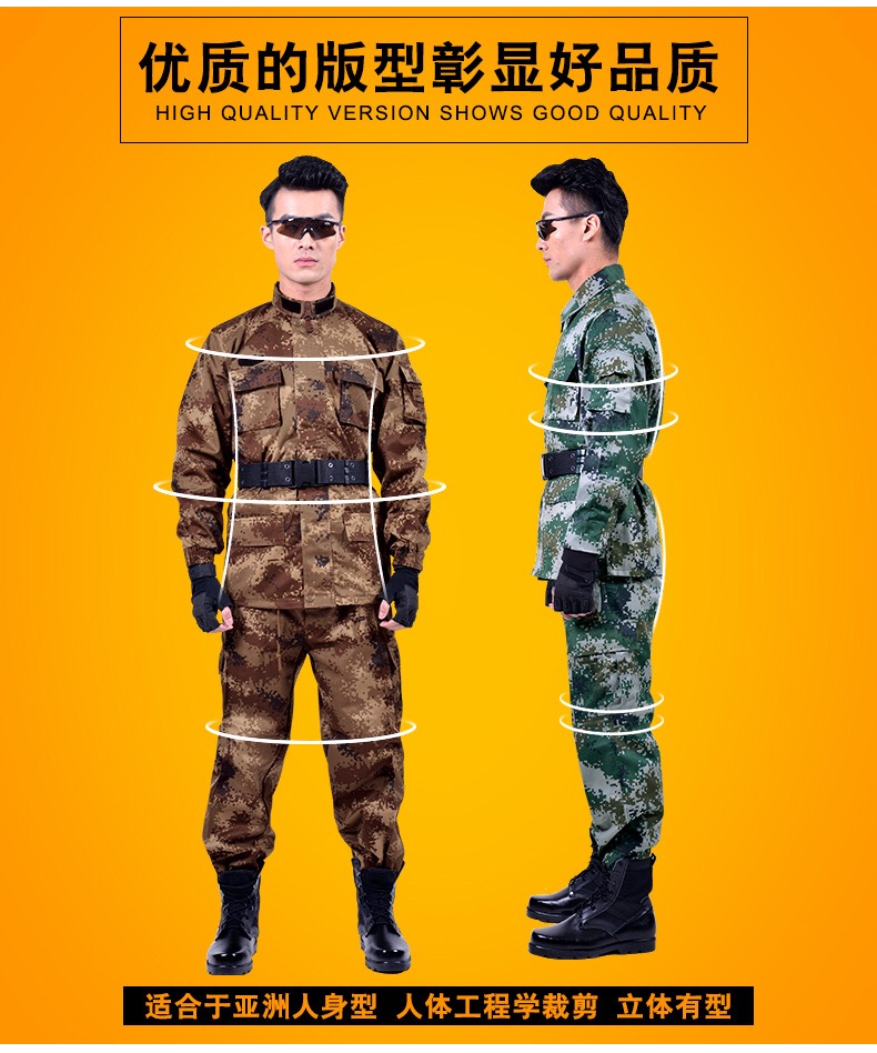 配發(fā)正品陸軍夏季叢林迷彩服男女士林地荒漠數碼冬迷彩作訓服套裝(圖3)