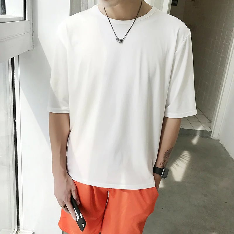 韓版學(xué)生班服定制短袖t恤印圖五5分中袖寬松純棉圓領(lǐng)畢業(yè)聚會(huì )服(圖1)