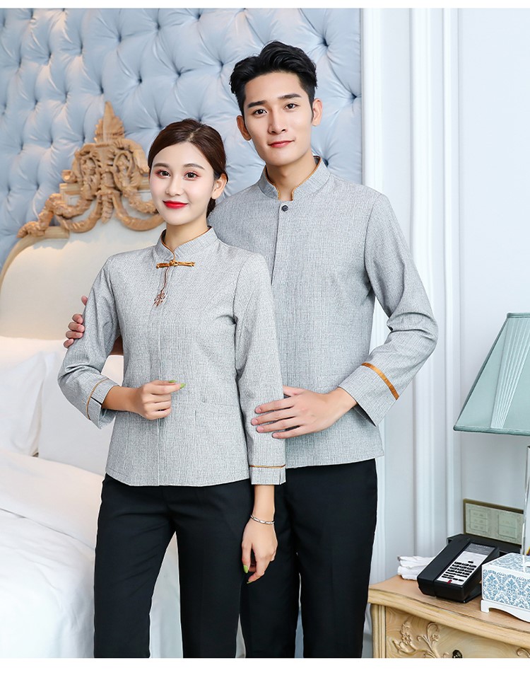保潔工作服長(cháng)袖酒店賓館秋冬裝學(xué)校小區物業(yè)清潔制服定制可印LOGO(圖26)