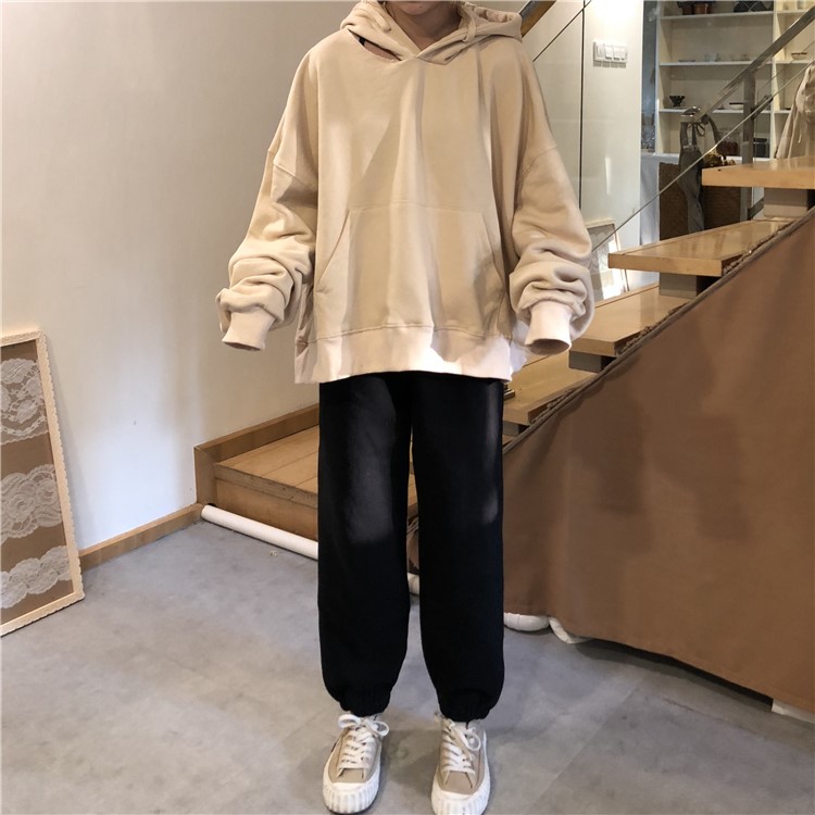 衛褲女秋冬韓版chic高腰顯瘦寬松加厚加絨復古港味ins束腳休閑褲(圖17)