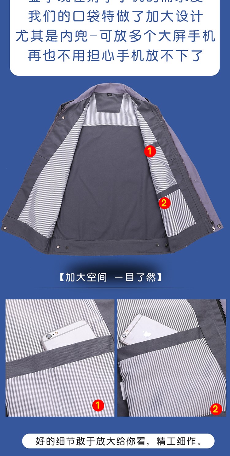 純棉雙層工作服套裝男女加厚耐磨長(cháng)袖防阻燃勞保服機修電焊工作服(圖6)