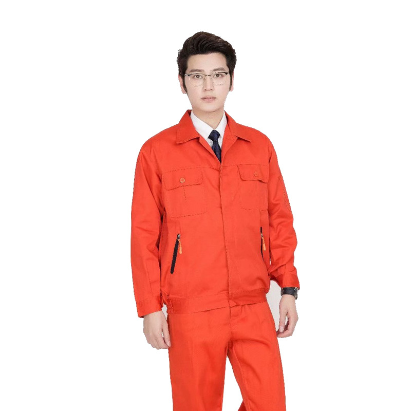 長(cháng)袖工作服套裝男定制印字團購春秋工裝車(chē)間廠(chǎng)服耐磨汽修服勞(圖1)