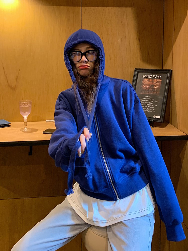 定制連帽拉鏈衛衣女2019秋季新款百搭休閑寬松短款運動(dòng)外套(圖7)