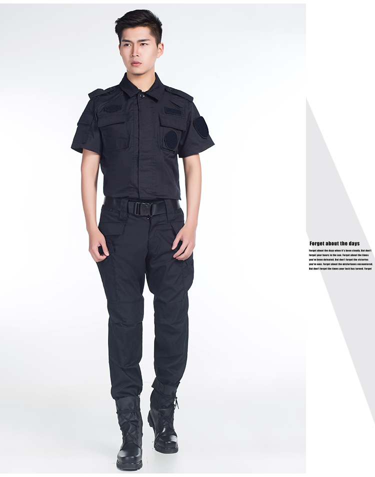 保安黑色作戰服作訓服物業(yè)長(cháng)袖安檢保安訓練服野戰服套裝工作服(圖16)