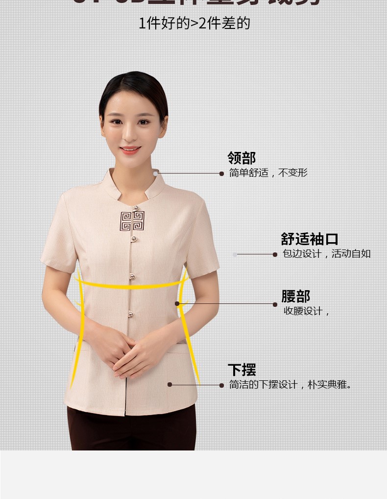 酒店保潔工作服夏裝賓館客房定制清潔阿姨家政PA短袖保潔服套裝女(圖5)