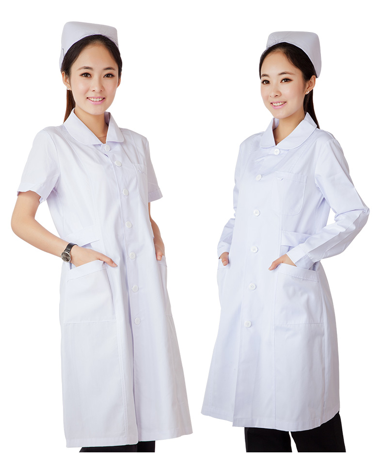 白大褂女長(cháng)袖護士服白大衣醫生短袖薄款半袖藥店醫用工作服長(cháng)款(圖14)