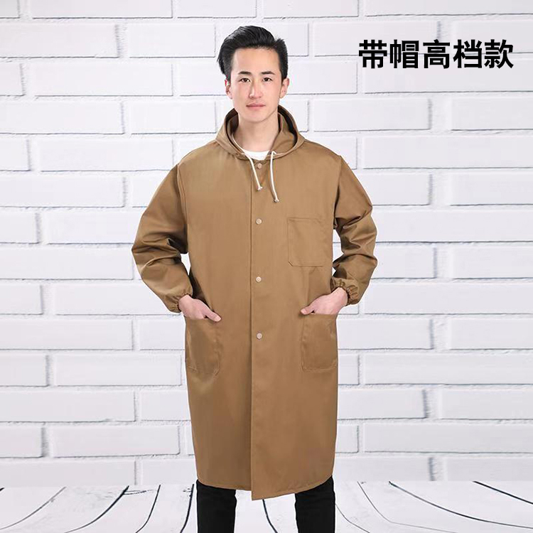 藍大褂工作服男長(cháng)袖耐臟倉庫搬運搬貨罩衣食品防塵印字勞保服定制(圖3)
