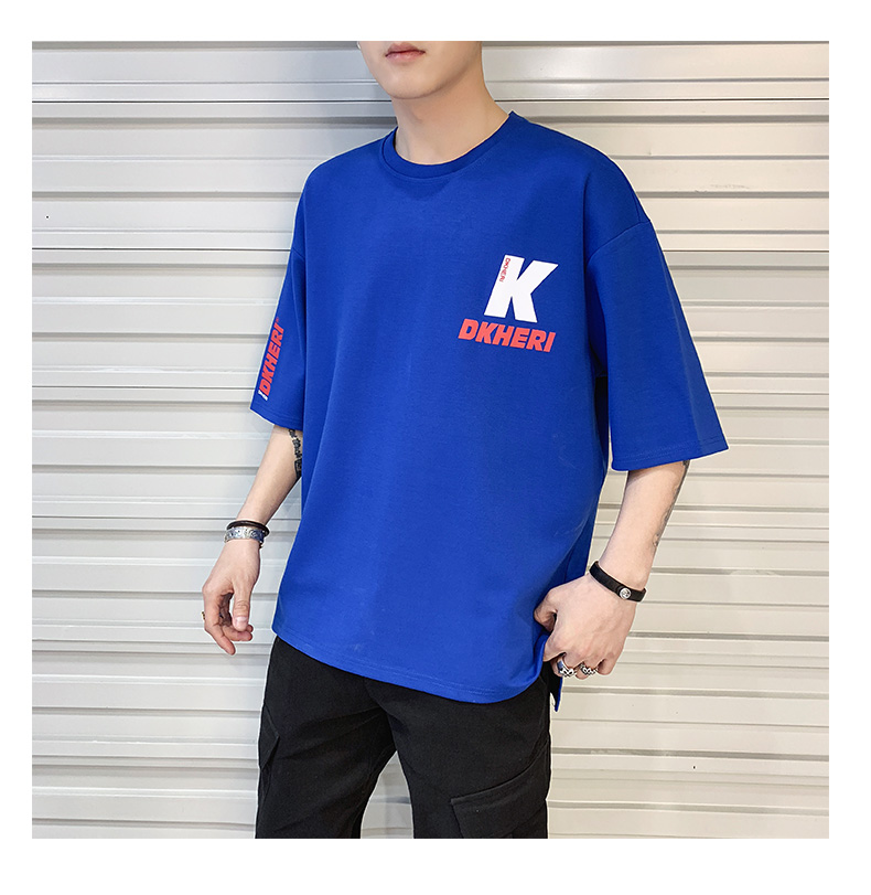 五分袖t恤男夏裝2019新款寬松中袖上衣服體恤潮牌ins半袖男士短袖(圖13)