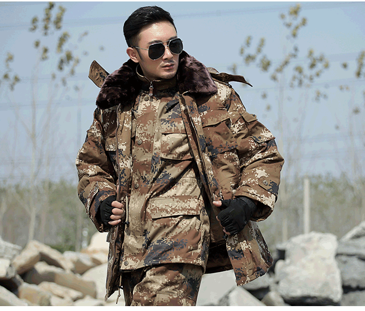 軍大衣男冬季加厚防寒服特種兵作訓棉大衣冷庫工作服荒漠迷彩大衣(圖16)
