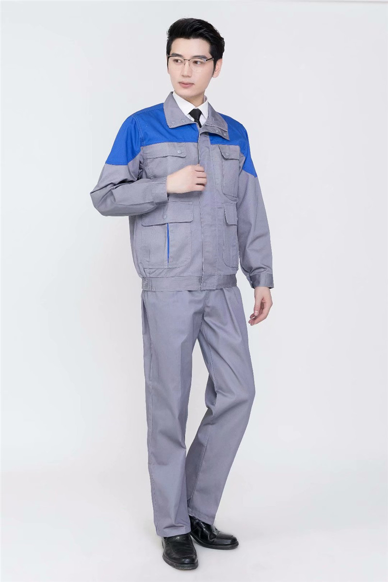 長(cháng)袖拼色工作服套裝男定制印字救援服勞保上衣汽修服工地車(chē)間(圖5)