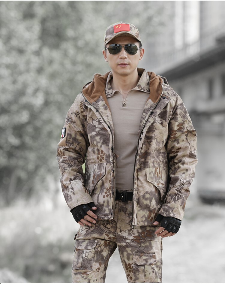 冬季荒漠蟒紋迷彩服軍裝套裝男戶(hù)外特種兵作訓服加絨防風(fēng)戰術(shù)外套(圖17)