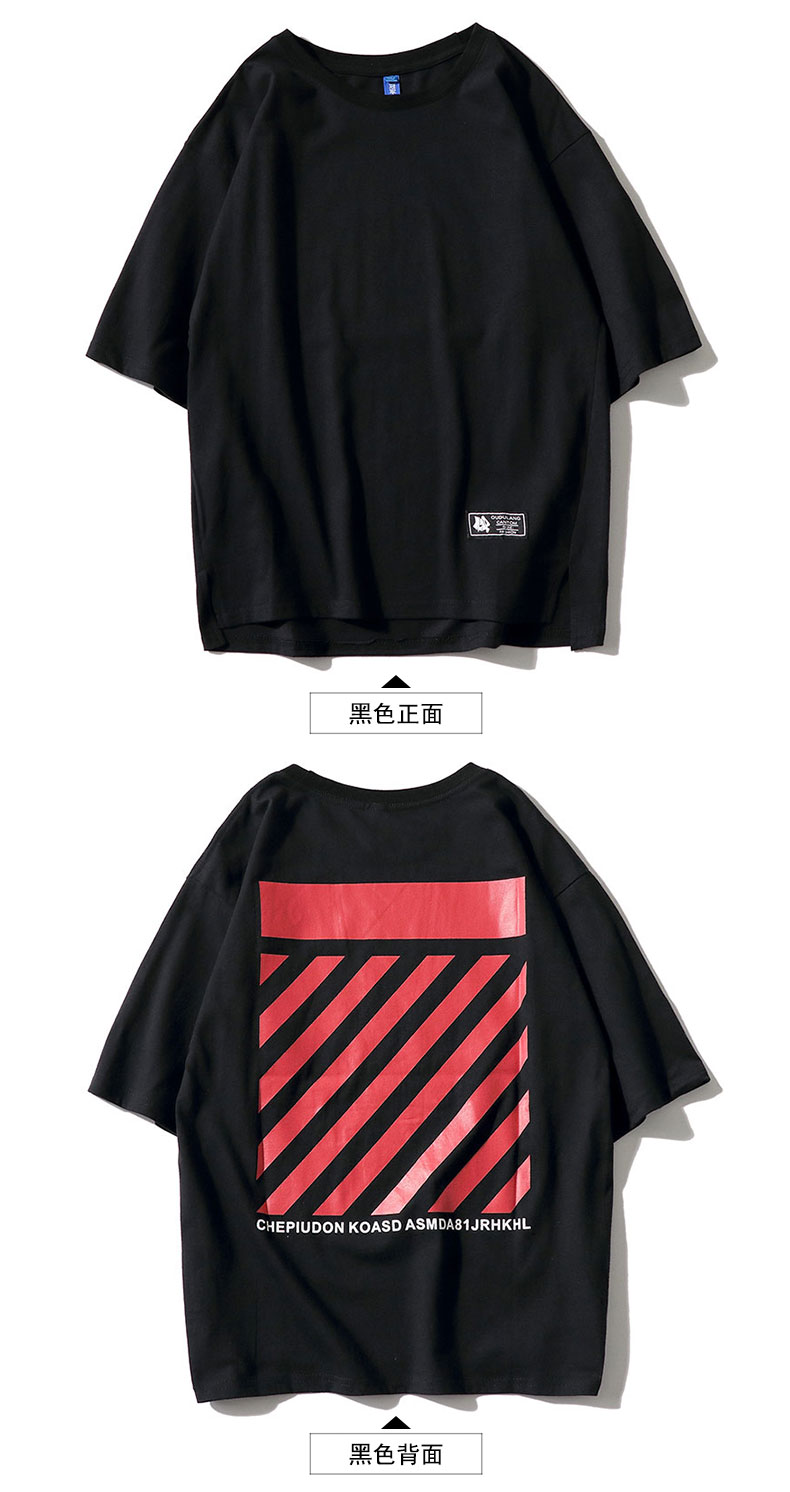 五分袖寬松中袖ins超火的上衣T恤港風(fēng)藍色短袖男潮牌潮流(圖7)