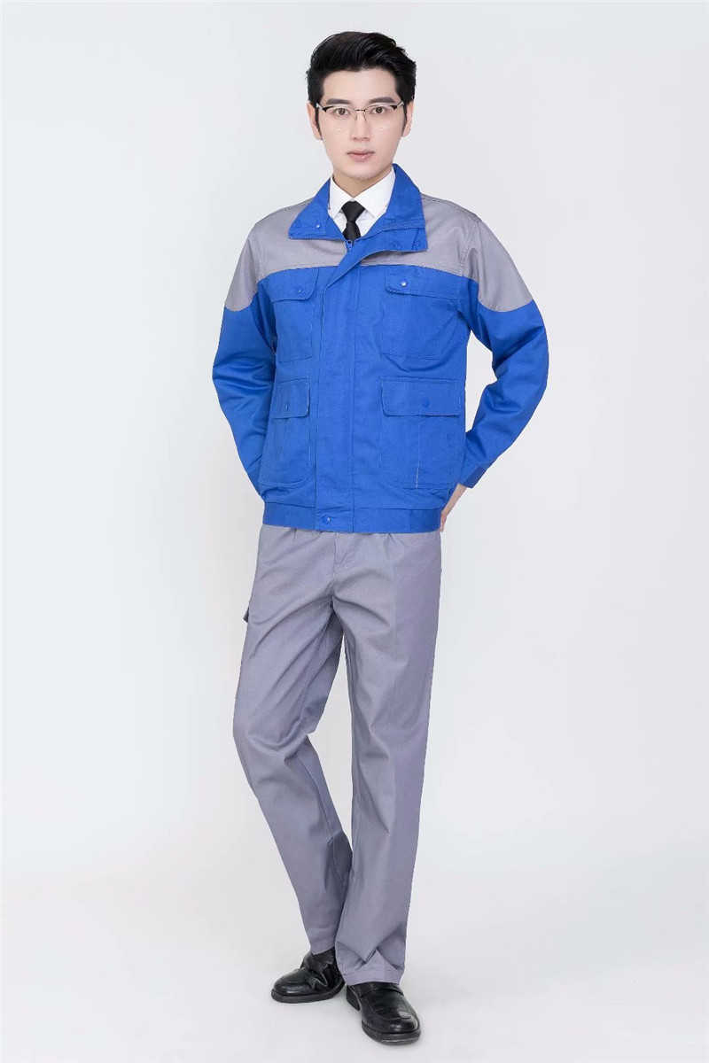 長(cháng)袖拼色工作服套裝男定制印字救援服勞保上衣汽修服工地車(chē)間(圖1)