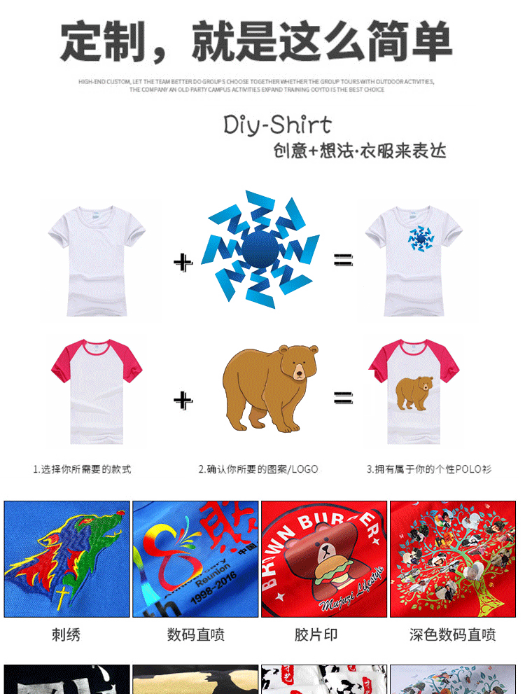 定制短袖t恤萊卡diy班服廣告衫文化衫工作服團體服印制logo(圖1)