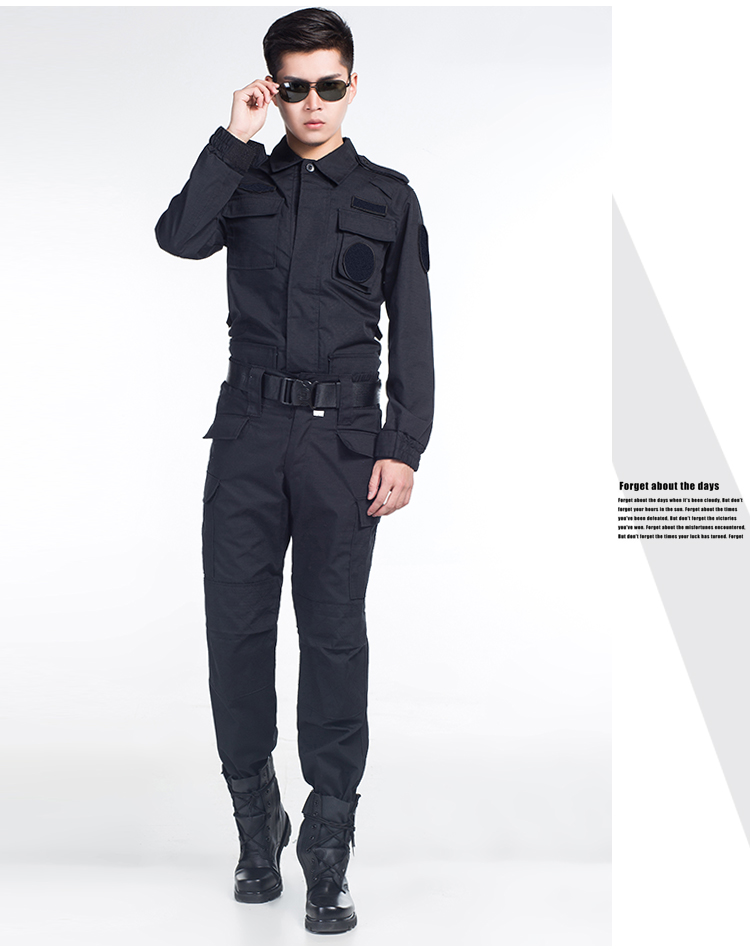 保安黑色作戰服作訓服物業(yè)長(cháng)袖安檢保安訓練服野戰服套裝工作服(圖21)