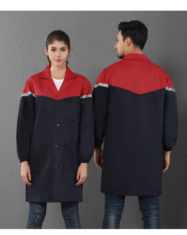 定制加厚藍大褂工作服男女長(cháng)款工裝耐磨防塵搬運工服罩衣勞保服(圖21)