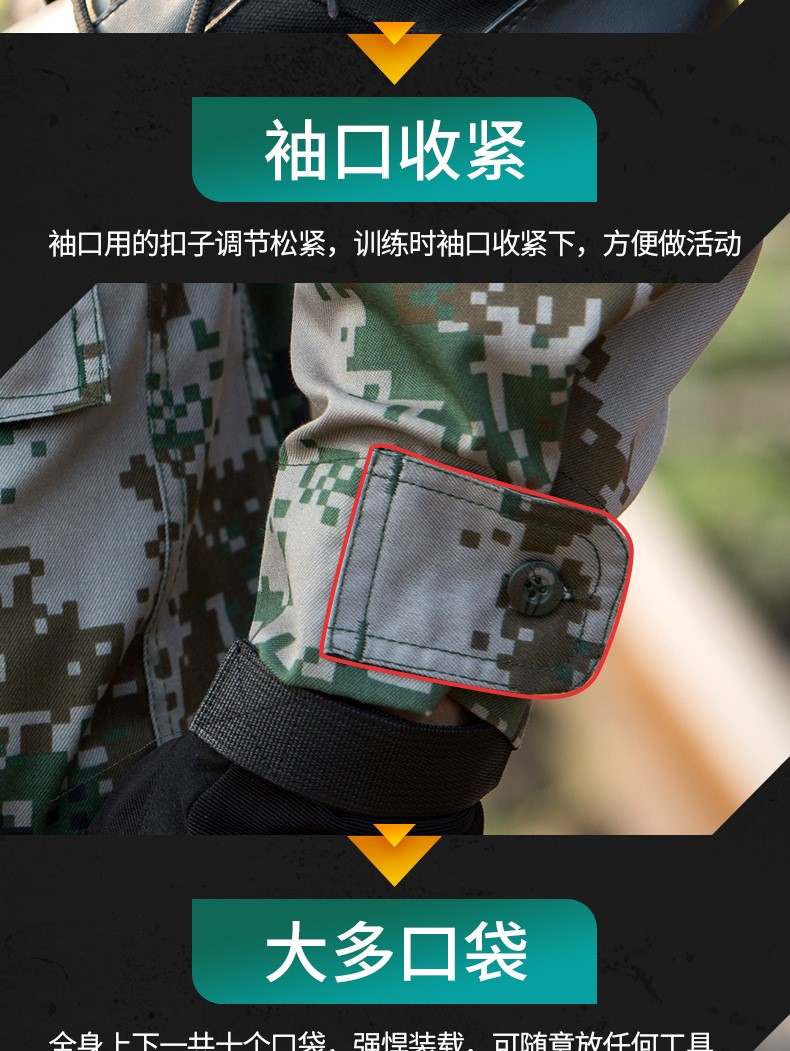 配發(fā)正品荒漠迷彩服叢林迷彩套裝冬夏季林地迷彩作訓服男女套裝(圖4)
