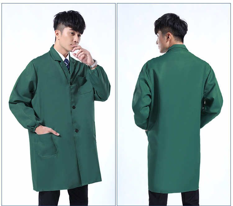 定制綠色褂工作服男長(cháng)款上衣印字logo倉庫搬運工裝罩衣勞保服耐磨(圖11)