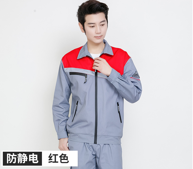 長(cháng)袖工作服套裝男女反光條純棉防燙耐磨勞保服冬防靜電工作服(圖13)
