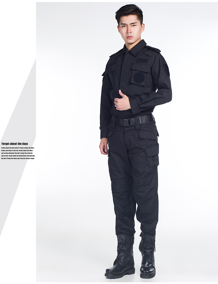 保安黑色作戰服作訓服物業(yè)長(cháng)袖安檢保安訓練服野戰服套裝工作服(圖13)