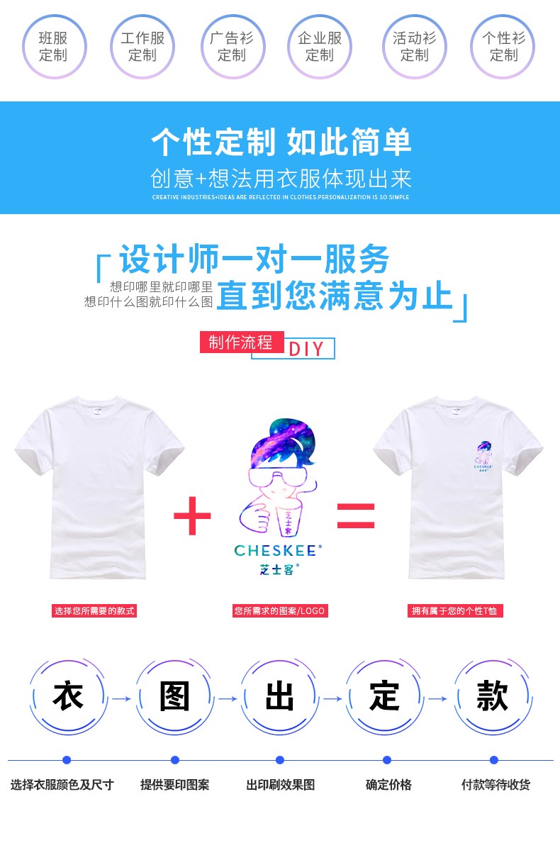定制t恤班服文化衫廣告衫短袖印字logo定做diy工作服同學(xué)聚會(huì )衣服(圖2)